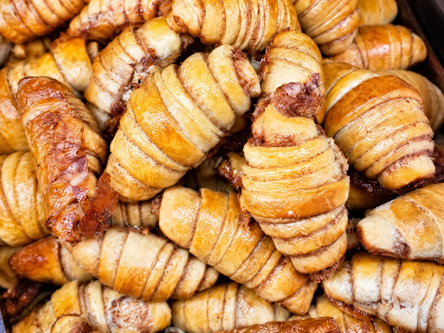 Rugelach and pastries arranged in the bakery display